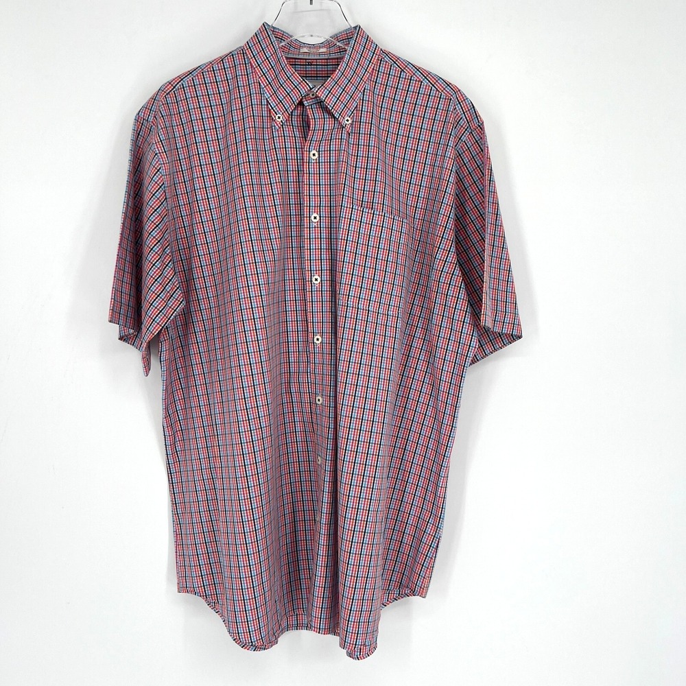 Peter Millar Top‎ Mens XL Rainbow Plaid Check Colorful Casual Button Down